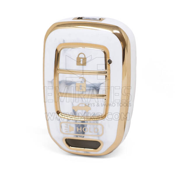 Nano couvercle en marbre de haute qualité pour clé télécommande Honda, 4 boutons, couleur blanche HD-D12J4