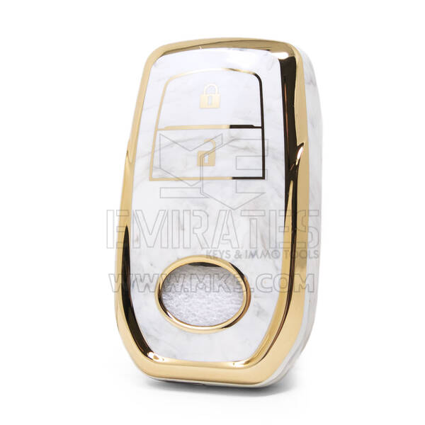 Capa de mármore nano de alta qualidade para chave remota Toyota 3 botões cor branca TYT-A12J2