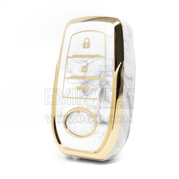 Capa de mármore nano de alta qualidade para chave remota Toyota 3 botões cor branca TYT-A12J3