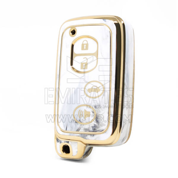 Capa de mármore nano de alta qualidade para chave remota Toyota 4 botões cor branca TYT-H12J4