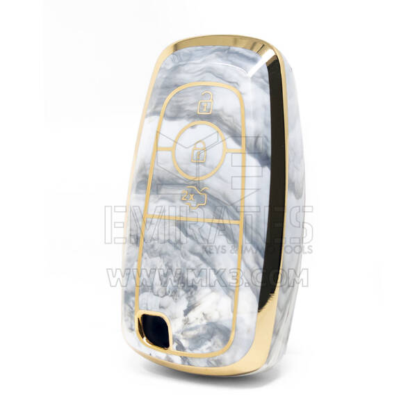 Нано-высококачественная мраморная крышка для дистанционного ключа Ford с 3 кнопками белого цвета Ford-B12J3
