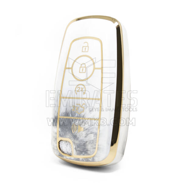 Нано-высококачественная мраморная крышка для удаленного ключа Ford с 5 кнопками белого цвета Ford-B12J5