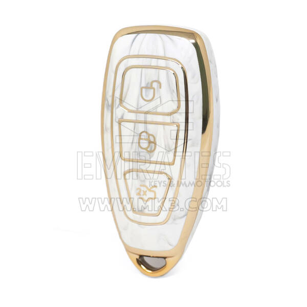 Нано-высококачественная мраморная крышка для дистанционного ключа Ford с 3 кнопками белого цвета Ford-D12J