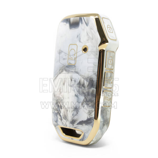 Nano couvercle en marbre de haute qualité pour clé télécommande Kia, 5 boutons, couleur blanche, KIA-C12J5