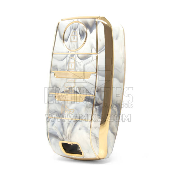 Nano couvercle en marbre de haute qualité pour clé télécommande Kia, 4 boutons, couleur blanche, KIA-D12J4A
