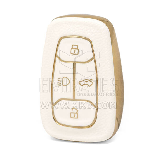 غطاء جلد نانو ذهبي عالي الجودة لمفتاح ريموت تاتا 4 ازرار لون ابيض TATA-A13J