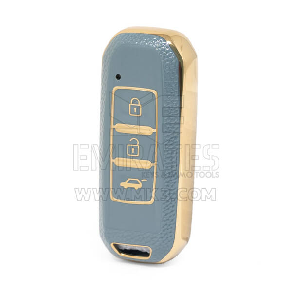 غطاء نانو جلد ذهبي عالي الجودة لمفتاح باوجون ريموت 3 ازرار لون رمادي BJ-A13J