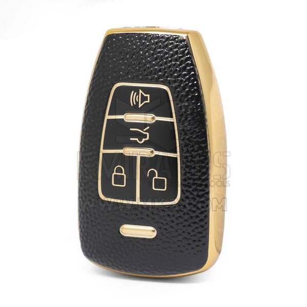 غطاء نانو جلد ذهبي عالي الجودة لمفتاح ريموت بايك 4 ازرار لون اسود BQ-A13J