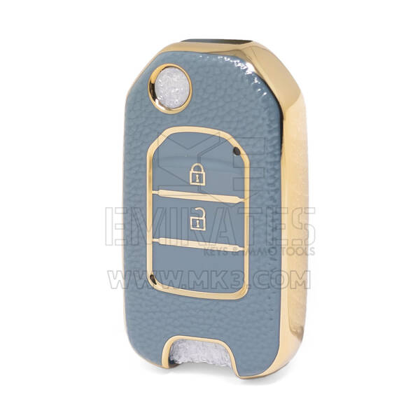 Nano – housse en cuir doré de haute qualité, pour clé télécommande Honda, 2 boutons, couleur grise, HD-B13J2