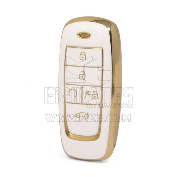 غطاء نانو جلد ذهبي عالي الجودة لمفتاح ريموت ترومتشي 5 ازرار لون ابيض CQ-B13J