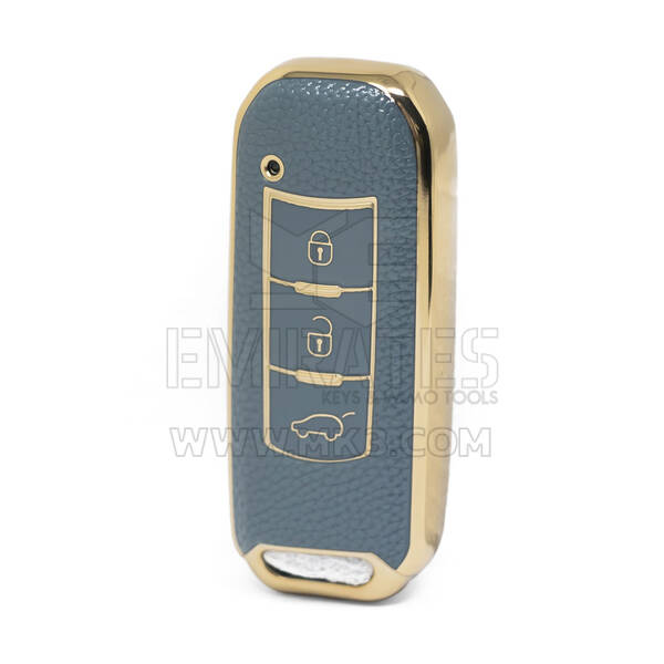 غطاء جلد نانو ذهبي عالي الجودة لمفتاح ريموت ترومتشي 3 ازرار لون رمادي CQ-C13J