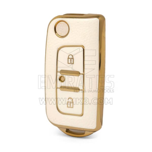 غطاء جلد نانو ذهبي عالي الجودة لمفتاح فوتون فليب ريموت 2 زر لون أبيض FT-A13J