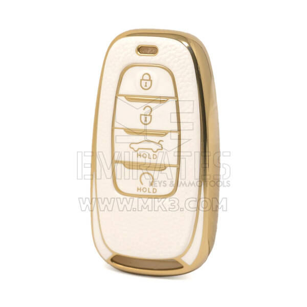 غطاء نانو جلد ذهبي عالي الجودة لمفتاح ريموت هونج تشي 4 أزرار لون أبيض HQ-B13J