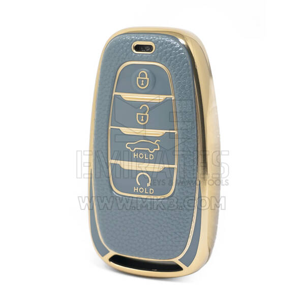 غطاء نانو جلد ذهبي عالي الجودة لمفتاح ريموت هونج تشي 4 أزرار لون رمادي HQ-B13J