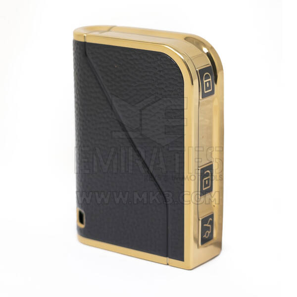 جراب نانو جلد ذهبي عالي الجودة لمفتاح ريموت Lynk & Co 3 ازرار لون اسود LC-B13J