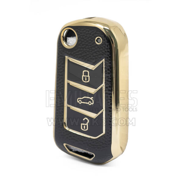 غطاء نانو جلد ذهبي عالي الجودة لمفتاح ريموت ماهيندرا فليب 3 ازرار لون اسود MHD-A13J