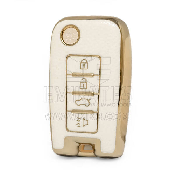 غطاء نانو جلد ذهبي عالي الجودة لمفتاح ريموت فينوسيا 4 ازرار لون ابيض VNC-D13J