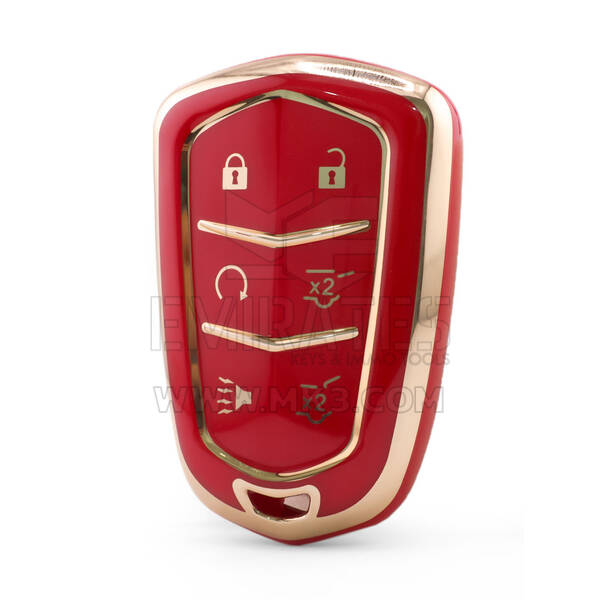 Housse Nano de haute qualité pour clé télécommande Cadillac 6 boutons couleur rouge CDLC-A11J6
