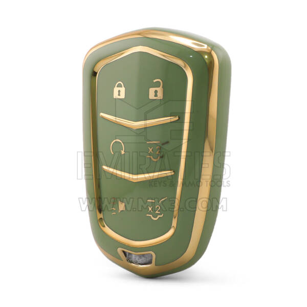 Housse Nano de haute qualité pour clé télécommande Cadillac 6 boutons couleur verte CDLC-A11J6