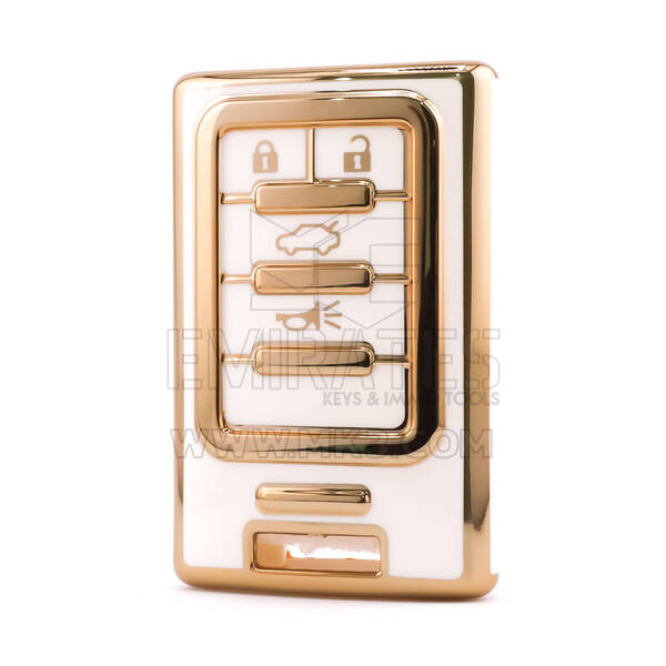 Housse Nano de haute qualité pour clé télécommande Cadillac 4 boutons couleur blanche CDLC-C11J4