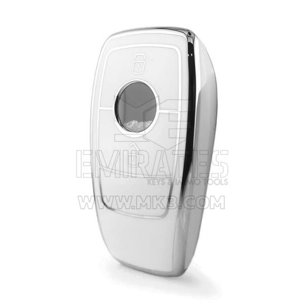 Coque Nano haute qualité pour clé télécommande Mercedes 2 boutons, couleur blanche, cadre argenté, Benz-B11Y2