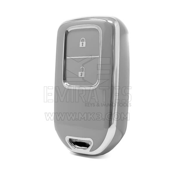 Coque Nano haute qualité pour télécommande Honda 2 boutons, gris foncé, cadre argenté, HD-A11Y2