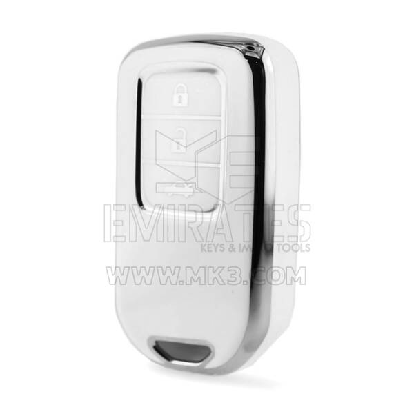 Coque Nano haute qualité pour clé télécommande Honda 3 boutons, couleur blanche, cadre argenté, HD-A11Y3A