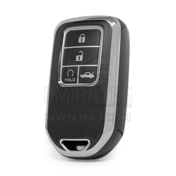 Coque Nano haute qualité pour clé télécommande Honda 4 boutons, couleur noire, cadre argenté, HD-A11Y4