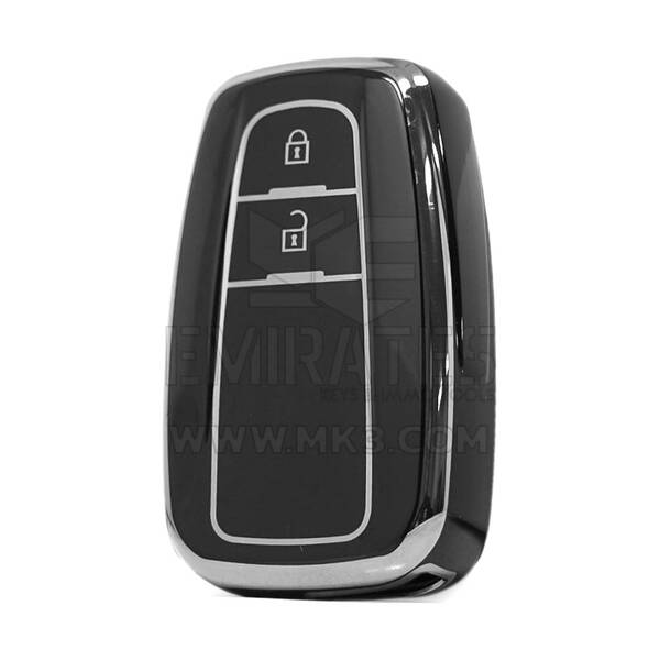 Capa Nano de Alta Qualidade para Chave Remota Toyota com 2 Botões, Cor Preta e Moldura Prateada TYT-B11Y2