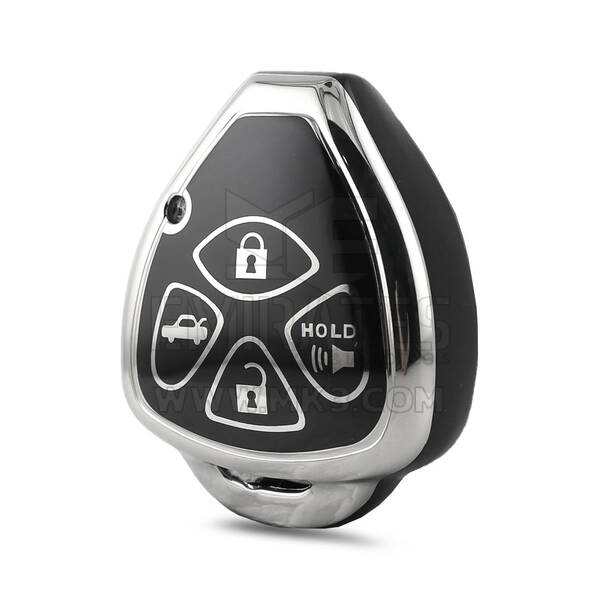 Nano Yüksek Kaliteli Toyota Uzaktan Anahtar Kılıfı 4 Düğme Siyah Renk Gümüş Çerçeve TYT-K11Y4