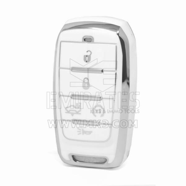 Coque Nano haute qualité pour télécommande Jeep 5 boutons, couleur blanche, cadre argenté, Jeep-D11Y5