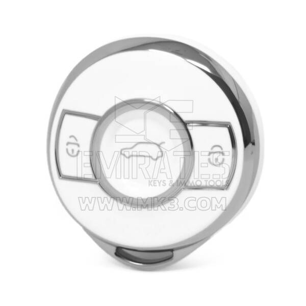 Nano High Quality Cover For Smart Remote Key 3 Button White Color Silver Frame SMT-A11Y