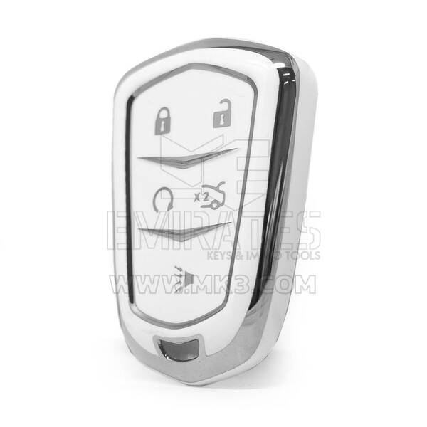 Nano High Quality Cover For Cadillac Remote Key 5 Button White Color Silver Frame CDLC-A11Y5