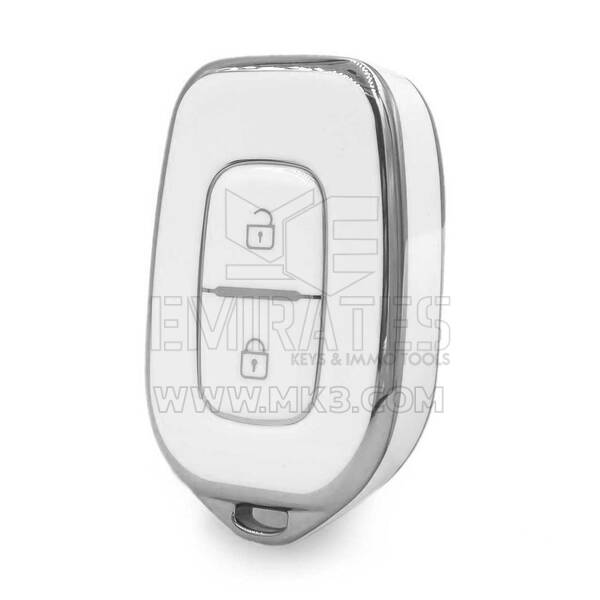 Nano High Quality Cover For Renault Remote Key 2 Button White Color Silver Frame RN-C11Y2