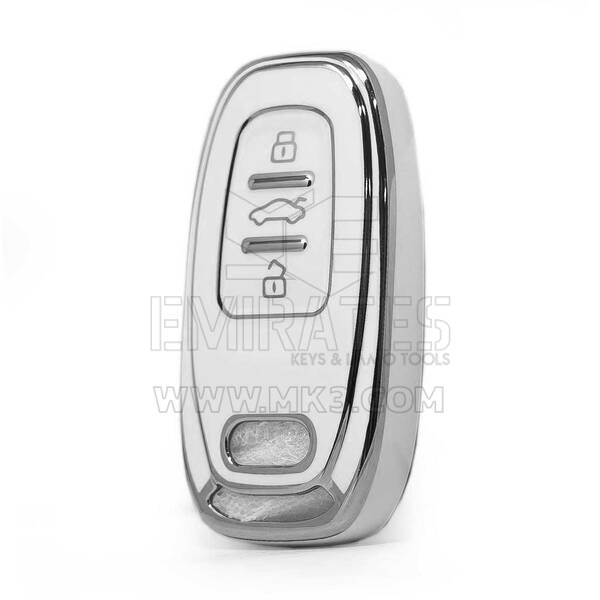 Nano High Quality Cover For Audi Remote Key 3 Button White Color Silver Frame Audi-D11Y