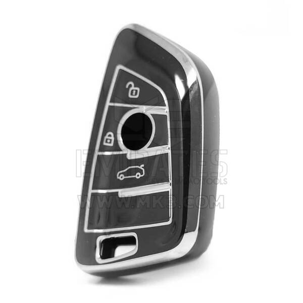 Coque Nano haute qualité pour clé télécommande BMW 3 boutons, couleur noire, cadre argenté, BMW-B11Y3