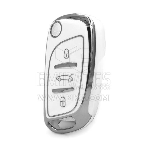 Nano High Quality Cover For Peugeot Remote Key 3 Button White Color Silver Frame PG-B11Y