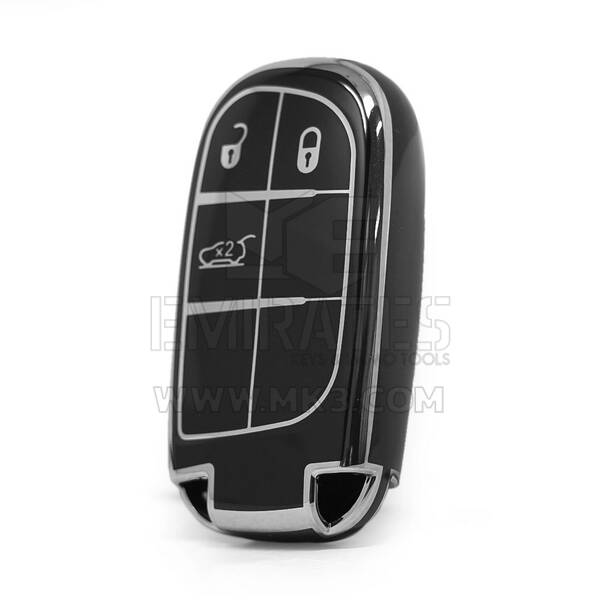 Funda nano de alta calidad para llave remota Jeep de 3 botones, color negro, marco plateado, Jeep-B11Y3