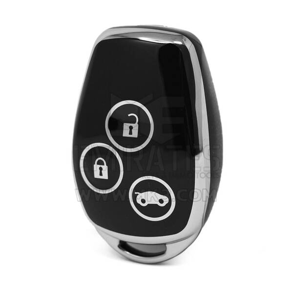 Nano High Quality Cover For Renault Remote Key 3 Button Black Color Silver Frame RN-D11Y3
