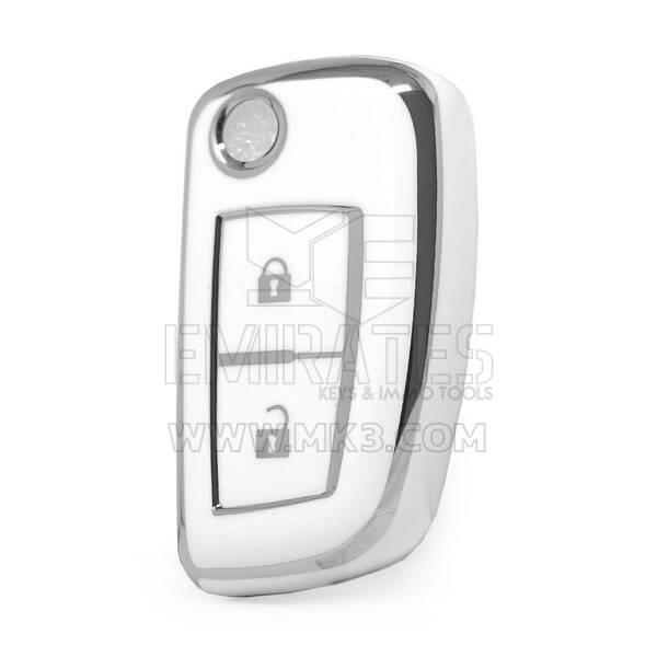 Nano High Quality Cover For Nissan Remote Key 2 Button White Color Silver Frame NS-B11Y2