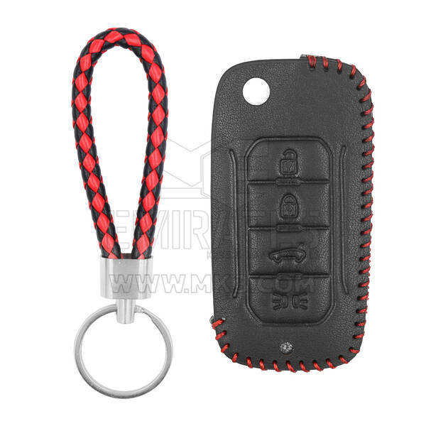 Leather Case For Jeep Flip Remote Key 4 Buttons JP-E