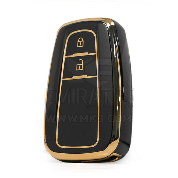 Capa nano de alta qualidade para Toyota Prius C-RH Prado chave remota 2 botões cor preta