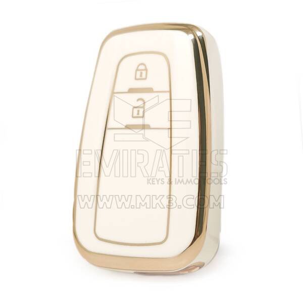 Nano capa de alta qualidade para Toyota Prius C-RH Prado chave remota 2 botões cor branca