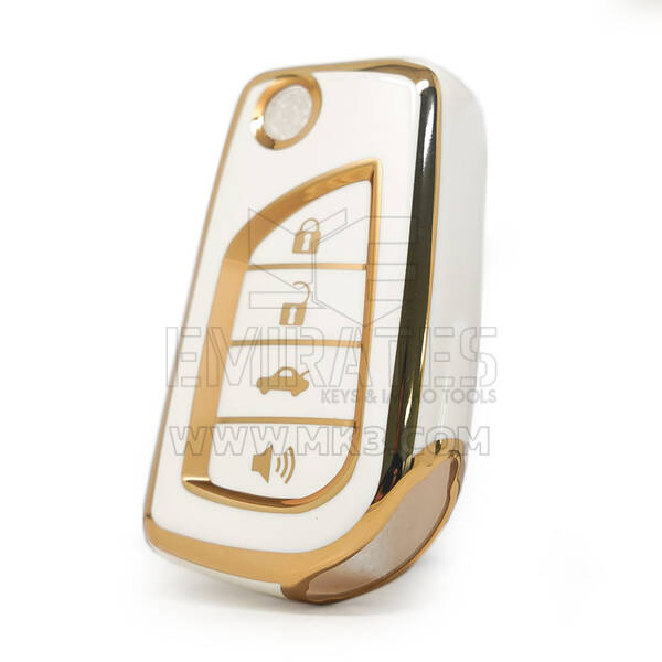 Capa nano de alta qualidade para Toyota Flip Remote Key 3+1 botões cor branca