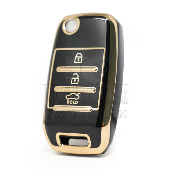 Capa nano de alta qualidade para KIA Flip Remote Key 3 botões cor preta