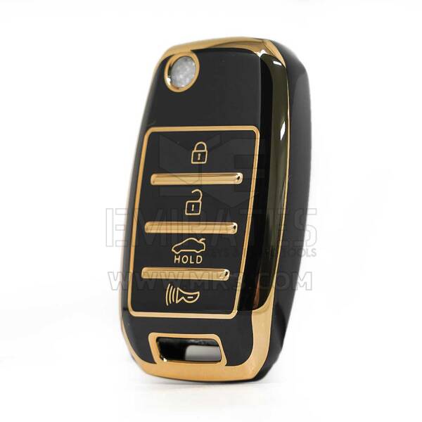 Capa Nano de alta qualidade para chave remota KIA Flip 3+1 botões cor preta