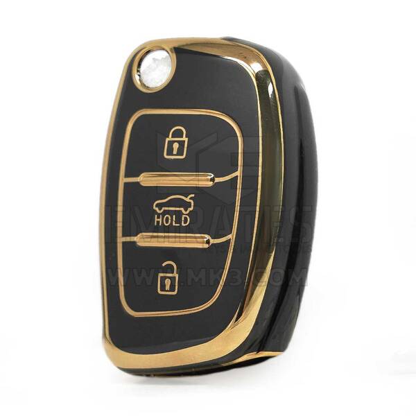 Custodia Nano di alta qualità per chiave telecomando Hyundai Sonata Flip 3 pulsanti colore nero