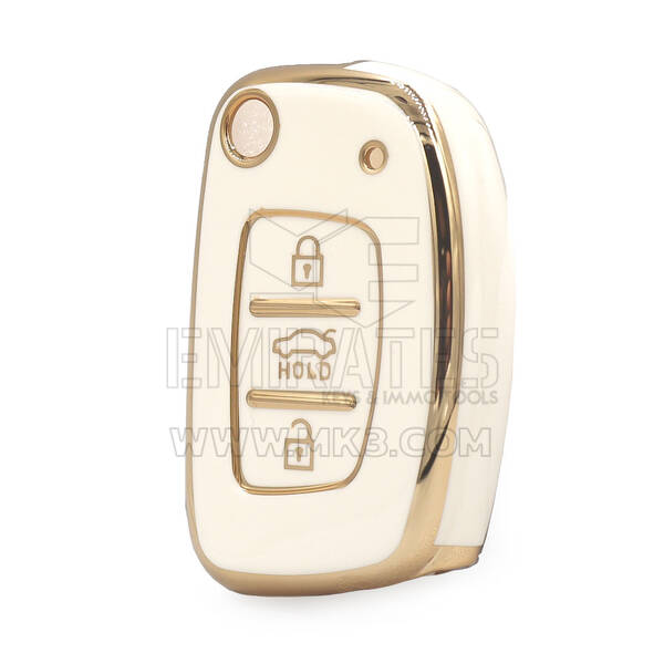 Custodia Nano di alta qualità per chiave telecomando Hyundai tipo B Flip 3 pulsanti colore bianco berlina