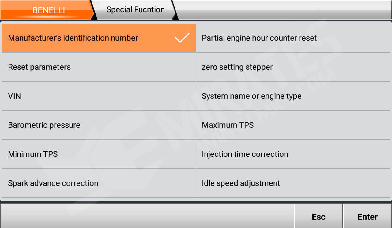 Funzione speciale OBDStar MS80 BENELLI