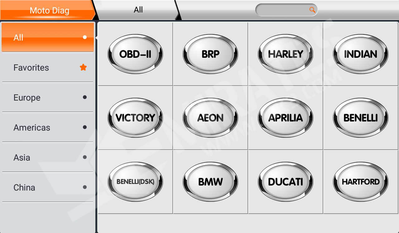 Pagina principale OBDStar MS80 Marchio supportato Tutti
